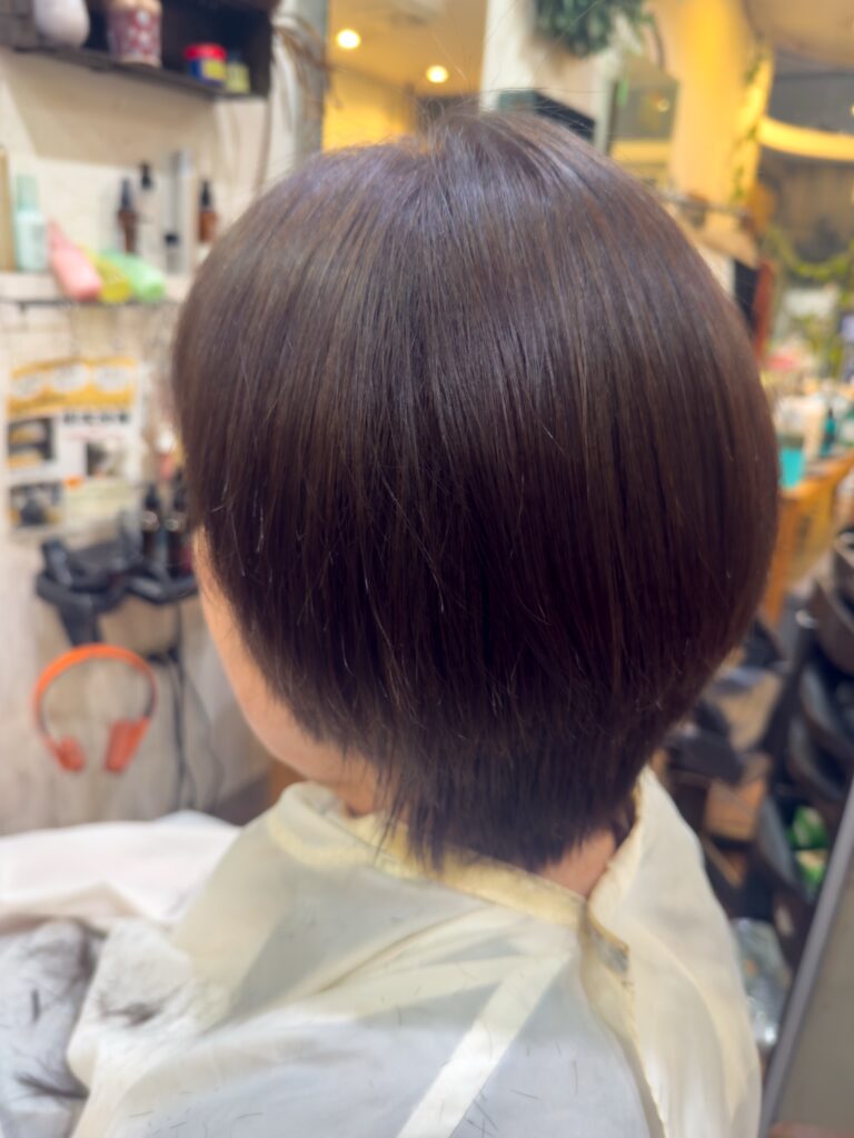 縮毛矯正とカラー後の髪質改善仕上がり 今里の美容室