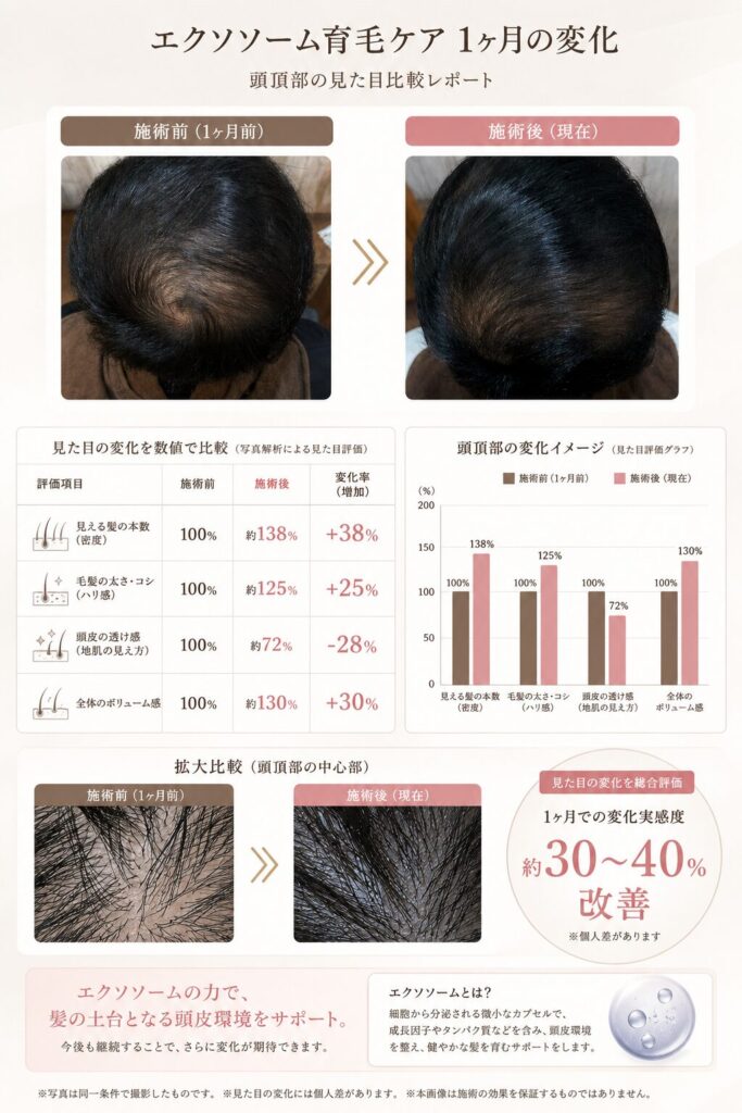 画像 エクソソーム育毛エステの1ヶ月の効果